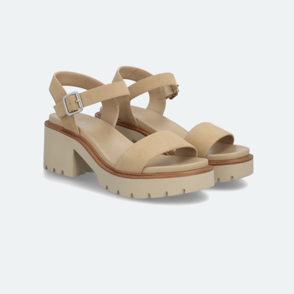 MIA Tan Platform Sandals with Chunky Heel Worn Once